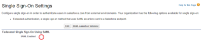 Screenshot: Single Sign-On Settings, with SAML Enabled field highlighted